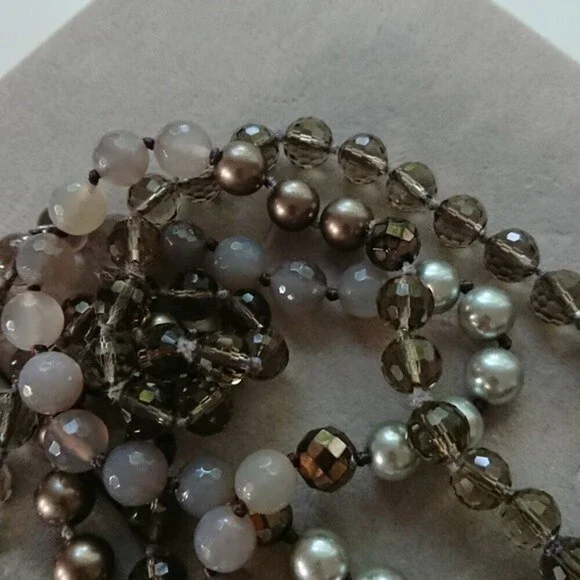 Stella & Dot glass, faux pearls Necklace